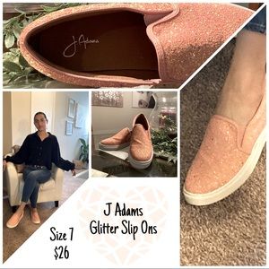 J Adams Rose Gold Glitter Women’s Slip On Shoes